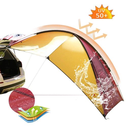  PlayDo Waterproof Teardrop Trailer Awning Portable Car SUV Awning Tent Sun Shelter Canopy for Camping 4 Persons