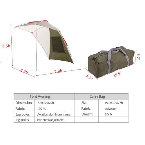  PlayDo Waterproof Teardrop Trailer Awning Portable Car SUV Awning Tent Sun Shelter Canopy for Camping 4 Persons