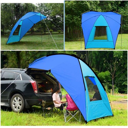  PlayDo Waterproof Teardrop Trailer Awning Portable Car SUV Awning Tent Sun Shelter Canopy for Camping 4 Persons