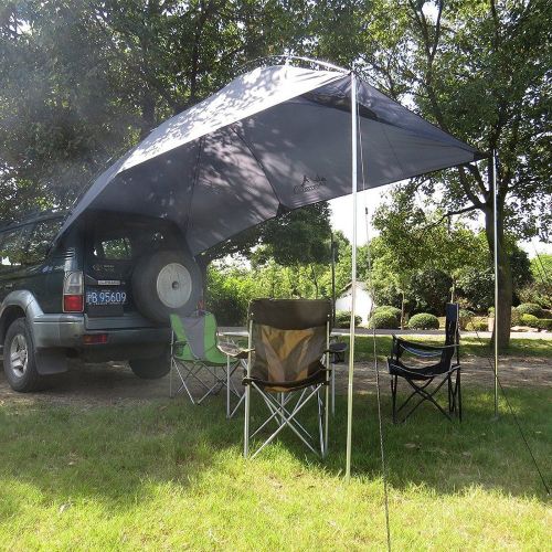  PlayDo Waterproof Teardrop Trailer Awning Portable Car SUV Awning Tent Sun Shelter Canopy for Camping 4 Persons