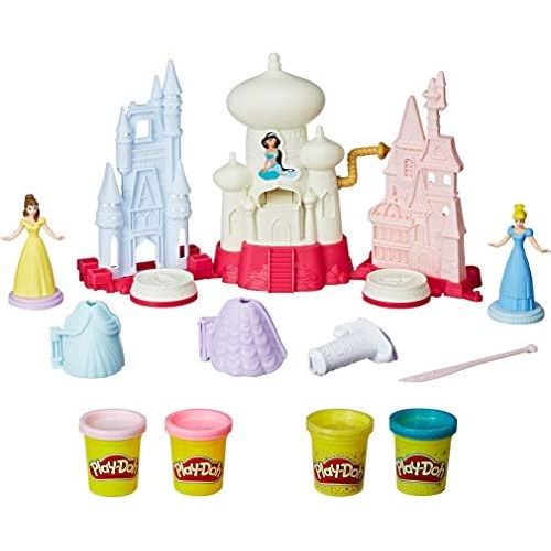  [아마존베스트]Play-Doh Sparkle Kingdom 3-in-1 Disney Princess Toy Castle with 4 Non-Toxic Colors, 2-Ounce Cans