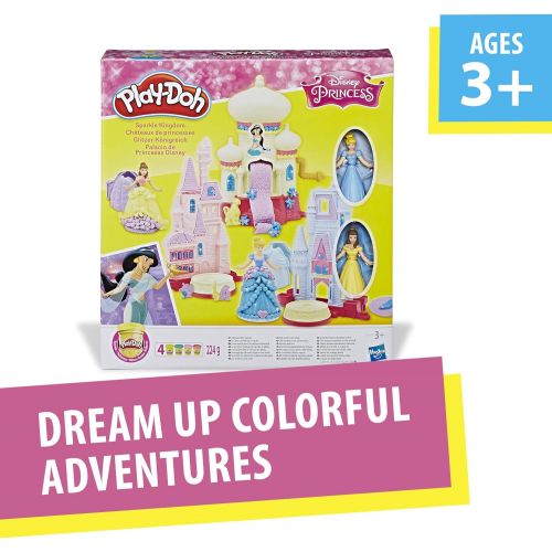  [아마존베스트]Play-Doh Sparkle Kingdom 3-in-1 Disney Princess Toy Castle with 4 Non-Toxic Colors, 2-Ounce Cans