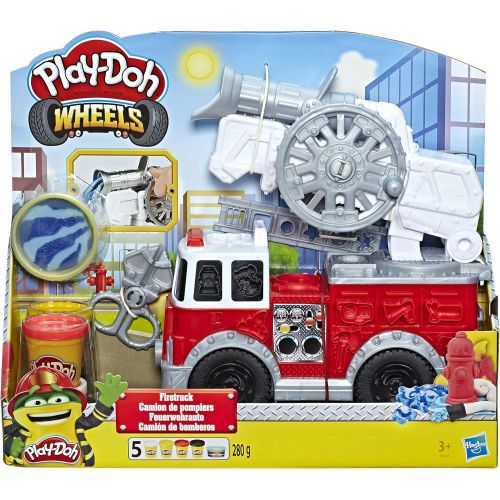  Play-Doh Wheels Firetruck Toy with 5 Non-Toxic Colors Including Play-Doh Water Compound