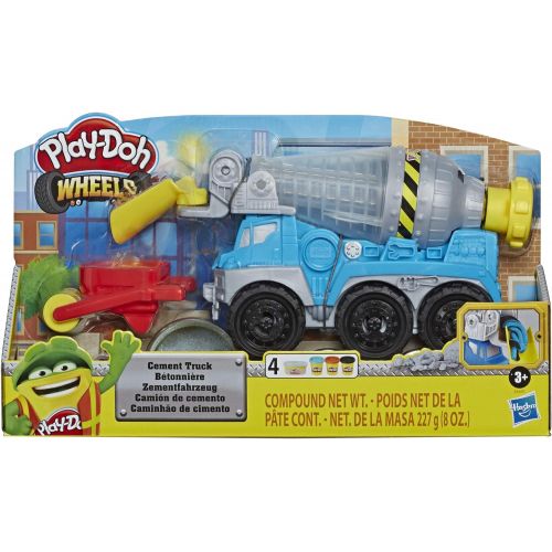  [아마존베스트]Play-Doh Wheels Cement Truck Toy for Kids Ages 3 & Up with Non-Toxic Cement-Colored Buildin Compound Plus 3 Colors