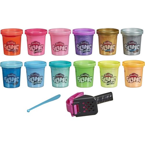  [아마존베스트]Play-Doh Slime: Super Stretch, and HydroGlitz 12 Color Variety Pack for Kids 3 Years and Up, 1.8-Ounce Cans, Non-Toxic, Assorted Colors, Includes 2 Tools