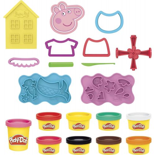  [아마존베스트]Play-Doh Peppa Pig Stylin Set with 9 Non-Toxic Modeling Compound Cans and 11 Accessories, Peppa Pig Toy for Kids 3 and Up