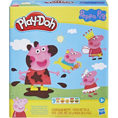  [아마존베스트]Play-Doh Peppa Pig Stylin Set with 9 Non-Toxic Modeling Compound Cans and 11 Accessories, Peppa Pig Toy for Kids 3 and Up
