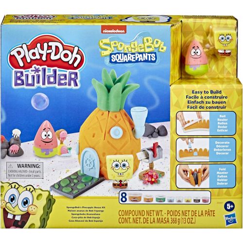  [아마존베스트]Play-Doh Builder Spongebob Squarepants Pineapple House Toy Building Kit for Kids 5 Years and Up with 8 Cans of Non-Toxic Modeling Compound