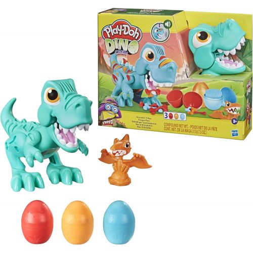  [아마존베스트]Play-Doh Dino Crew Crunchin T-Rex Toy for Kids 3 Years and Up with Funny Dinosaur Sounds and 3 Eggs, 2.5 Ounces Each, Non-Toxic