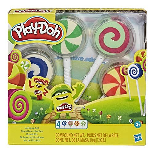  [아마존베스트]Play-Doh Lollipop 4-Pack of Pretend Play Candy Molds Filled with 3 Ounces of Non-Toxic Modeling Compound for Kids 3 Years and Up