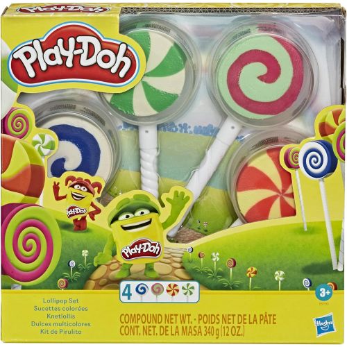  [아마존베스트]Play-Doh Lollipop 4-Pack of Pretend Play Candy Molds Filled with 3 Ounces of Non-Toxic Modeling Compound for Kids 3 Years and Up