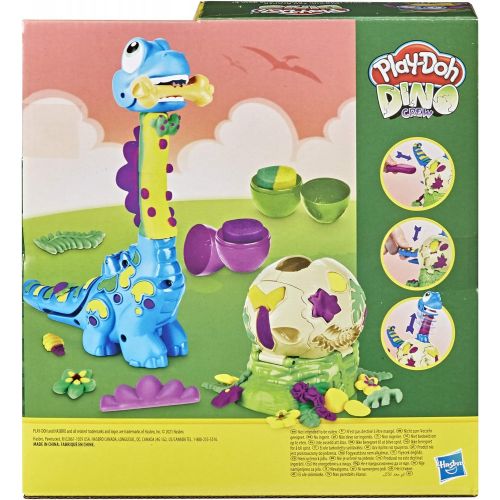  [아마존베스트]Play-Doh Dino Crew Growin Tall Bronto Toy Dinosaur for Kids 3 Years and Up with 2 Eggs, 2.5 Ounces Each, Non-Toxic