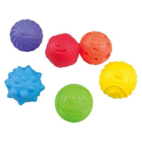  PlayGo Sensory Balls for Baby Great Variety In Rainbow Texture and Color Kids Bath Toys 6 Colorful Soft and Squeeze Sensory Balls Set for Babies & Toddlers - Kids BPA Free Water To
