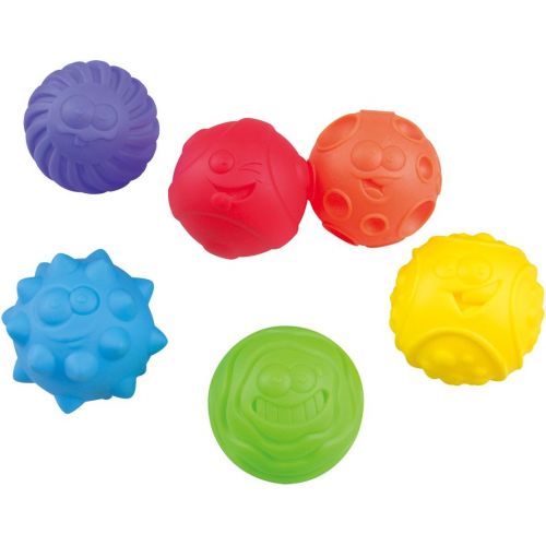  PlayGo Sensory Balls for Baby Great Variety In Rainbow Texture and Color Kids Bath Toys 6 Colorful Soft and Squeeze Sensory Balls Set for Babies & Toddlers - Kids BPA Free Water To