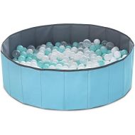 PlayMaty Kids Ball Pit Waterproof Folding Portable Baby Play Ball Pool(Balls Not Included)-Double Layer Oxford Cloth Not Need to Inflate Stable Ball Pit for Toddler (Blue, M-39.37in)