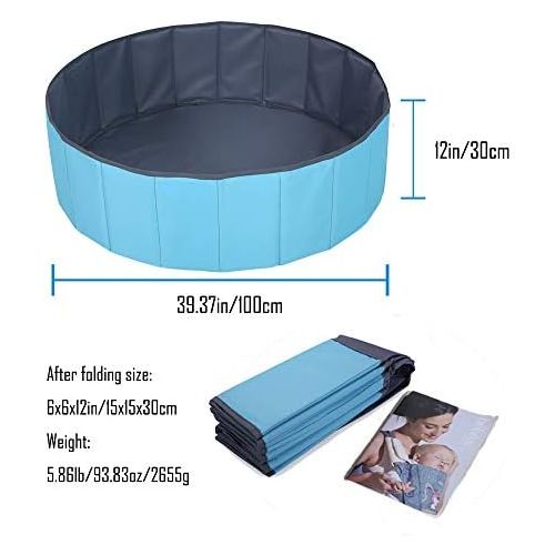  PlayMaty Kids Ball Pit Waterproof Folding Portable Baby Play Ball Pool(Balls Not Included)-Double Layer Oxford Cloth Not Need to Inflate Stable Ball Pit for Toddler (Blue, M-39.37in)