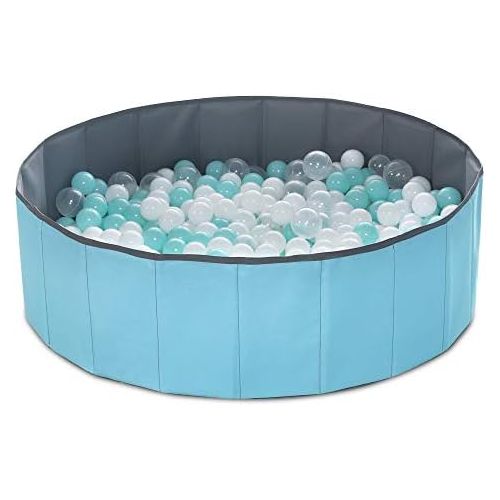  PlayMaty Kids Ball Pit Waterproof Folding Portable Baby Play Ball Pool(Balls Not Included)-Double Layer Oxford Cloth Not Need to Inflate Stable Ball Pit for Toddler (Blue, M-39.37in)