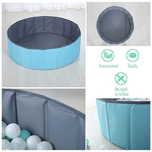  PlayMaty Kids Ball Pit Waterproof Folding Portable Baby Play Ball Pool(Balls Not Included)-Double Layer Oxford Cloth Not Need to Inflate Stable Ball Pit for Toddler (Blue, M-39.37in)