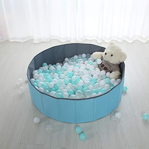  PlayMaty Kids Ball Pit Waterproof Folding Portable Baby Play Ball Pool(Balls Not Included)-Double Layer Oxford Cloth Not Need to Inflate Stable Ball Pit for Toddler (Blue, M-39.37in)