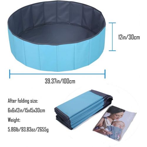  PlayMaty Kids Ball Pit Waterproof Folding Portable Baby Play Ball Pool(Balls Not Included)-Double Layer Oxford Cloth Not Need to Inflate Stable Ball Pit for Toddler (Blue, M-39.37in)