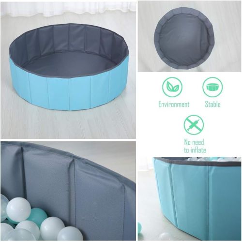  PlayMaty Kids Ball Pit Waterproof Folding Portable Baby Play Ball Pool(Balls Not Included)-Double Layer Oxford Cloth Not Need to Inflate Stable Ball Pit for Toddler (Blue, M-39.37in)