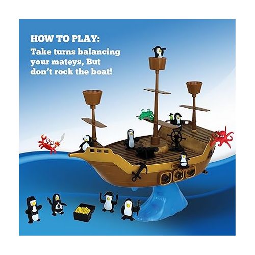  Don't Rock the Boat Game - Perfect 5 Year Old Boy Gift - Engaging Board Games for Kids 4-6 - Fun Penguin & Pirate Ship Balancing Toy - Kids Games for Ages 4, 5, 6, 7, 8