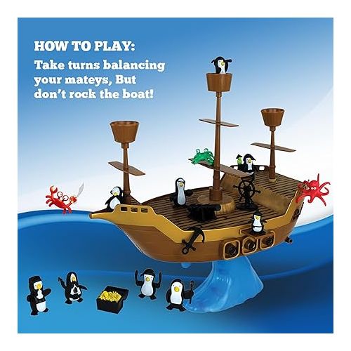  Don't Rock the Boat Game - Perfect 5 Year Old Boy Gift - Engaging Board Games for Kids 4-6 - Fun Penguin & Pirate Ship Balancing Toy - Kids Games for Ages 4, 5, 6, 7, 8