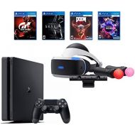 Sony PlayStation 4 Slim Bundle (6 Items): PS VR Starter Bundle, PS4 Slim 1 1TB Console - Jet Black, and 4 VR Game Discs: Doom VFR, Skyrim VR, VR Worlds, and Gran Turismo Sports