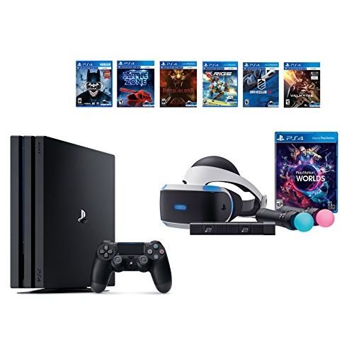 소니 Sony PlayStation VR Launch Bundle 8 Items:VR Launch Bundle,PlayStation 4 Pro 1TB,6 VR Game Disc Until Dawn: Rush of Blood,EVE: Valkyrie, Battlezone,Batman: Arkham VR,DriveClub,Battlezon