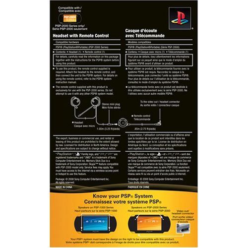  By Sony PSP Headset with Remote Control