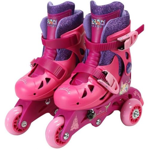  PlayWheels Disney Princess Convertible 2 in 1 Childrens Roller/Inline Skates, Junior Size 6 9
