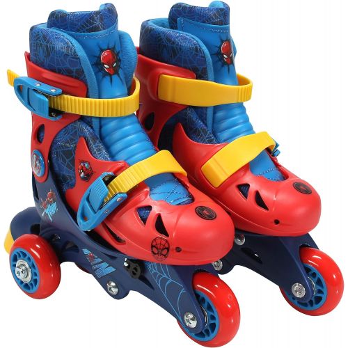  PlayWheels Spider-Man Convertible 2-in-1 Kids Roller Skates - Childrens Adjustable Skates - Junior Size 6-9