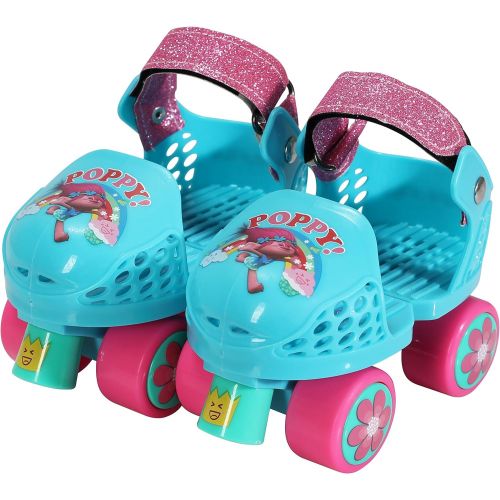  Playwheels Trolls Roller Skates with Knee Pads and Helmet, Junior Size 6-12