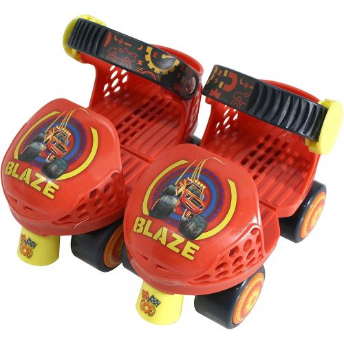  PlayWheels Blaze and the Monster Machines Kids Roller Skates with Knee Pads - Childrens Adjustable Skates - Junior Size 6-12