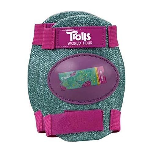  PlayWheels Trolls World Tour Kids Glitter Roller Skates with Knee Pads