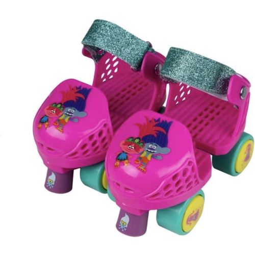  PlayWheels Trolls World Tour Kids Glitter Roller Skates with Knee Pads