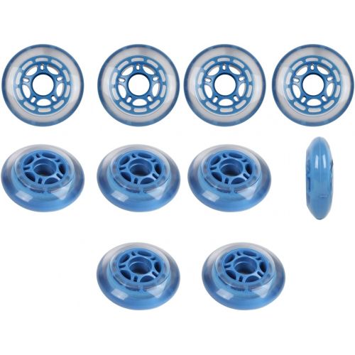  Players Choice Roller Hockey Wheels Indoor 80mm 78A Soft Inline Skate Clear/Blue 10 Pack