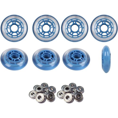  Players Choice Roller Hockey Wheels Hilo Set 72mm 80mm Soft Blue Inline Skate ABEC 9 Bearings