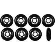 Players Choice Inline Skate Wheels 76mm 82A Black Outdoor Roller Hockey Rollerblade 8 Pack