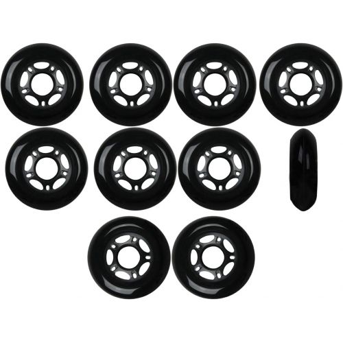  Players Choice Inline Skate Wheels 80mm 82A Black Outdoor Roller Hockey Rollerblade 10 Pack