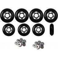 Players Choice Inline Skate Wheels Hilo Set 72mm 80mm 82A Black Outdoor Hockey -ABEC 9 Bearings