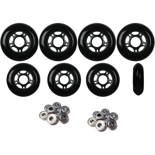  Players Choice Inline Skate Wheels Hilo Set 72mm 80mm 82A Black Outdoor Hockey -ABEC 9 Bearings