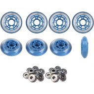 Players Choice Roller Hockey Wheels 72mm 78A Soft Inline Skate Blue 8 Pack with ABEC 9 Bearings