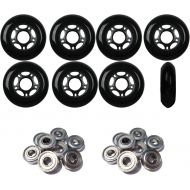 Players Choice Inline Skate Wheels 76mm 82A Black Outdoor Roller Hockey 4 Pack -ABEC 9 Bearings