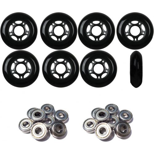  Players Choice Inline Skate Wheels 76mm 82A Black Outdoor Roller Hockey 4 Pack -ABEC 9 Bearings