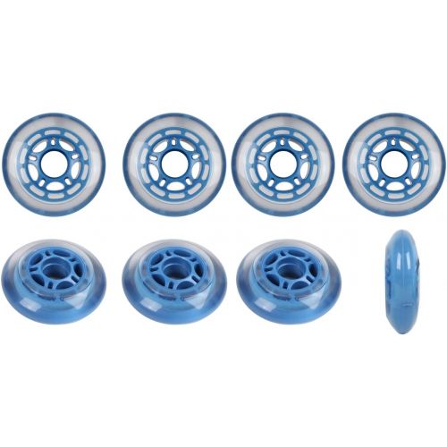  Players Choice Roller Hockey Wheels Indoor 80mm 78A Soft Inline Skate Clear/Blue 8 Pack