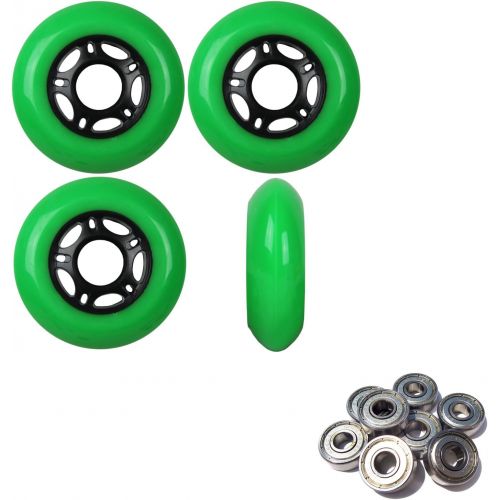  Players Choice OUTDOOR Inline Skate Wheels 80MM 89a GREEN x4 WABEC 9 BEARINGS