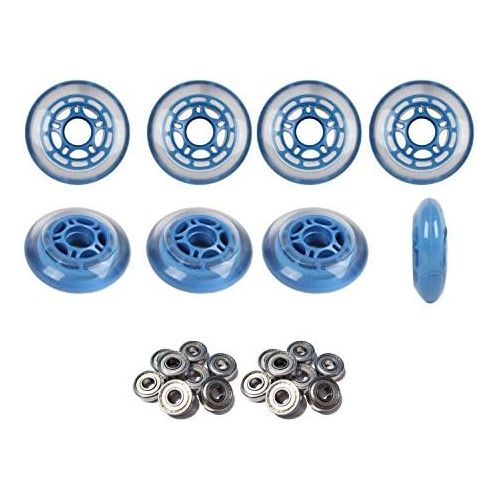  Players Choice Roller Hockey Wheels HILO SET 68mm 76mm Soft Blue Inline Skate Abec 5 Bearings