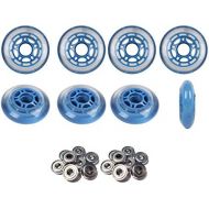 Players Choice Roller Hockey Wheels 76mm 78A Soft Inline Skate Blue 8 Pack with Abec 5 Bearings