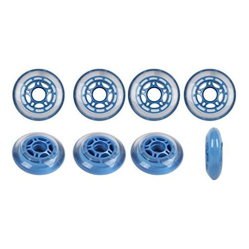  Players Choice Roller Hockey Wheels Indoor 72mm 78A Soft Inline Skate ClearBlue 8 Pack